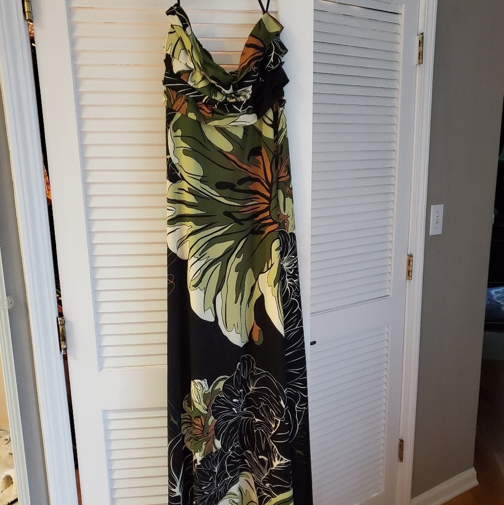 Strapless floral long dress